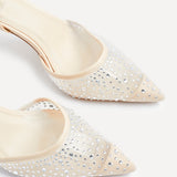 Krystal Nude Mesh & Diamante Heels