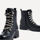 Lacey Black Laced Military Boots