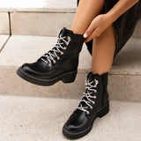 Lacey Black Laced Military Boots