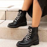 Lacey Black Laced Military Boots