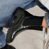 Landon Black Croc Patent Ankle Boots
