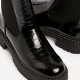 Landon Black Croc Patent Ankle Boots