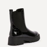 Landon Black Croc Patent Ankle Boots