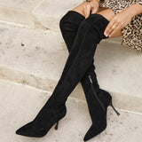Laney Black Thigh High Stiletto Boots