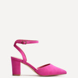 Larsa Wide Fit Pink Faux Suede Court Heels