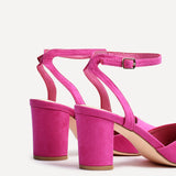 Larsa Wide Fit Pink Faux Suede Court Heels