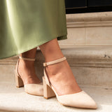 Larsa Wide Fit Nude Faux Suede Court Heels