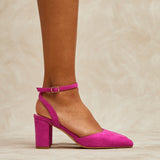 Larsa Wide Fit Pink Faux Suede Court Heels