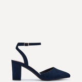 Larsa Wide Fit Navy Faux Suede Court Heels