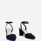 Larsa Wide Fit Navy Faux Suede Court Heels