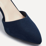 Larsa Wide Fit Navy Faux Suede Court Heels