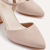 Larsa Wide Fit Nude Faux Suede Court Heels