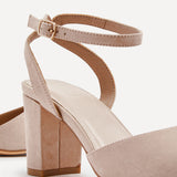 Larsa Wide Fit Nude Faux Suede Court Heels