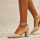 Larsa Wide Fit Nude Faux Suede Court Heels