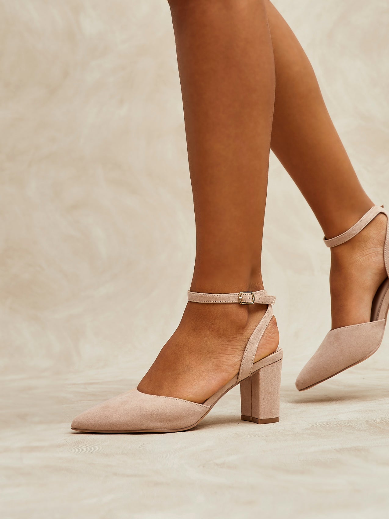 Larsa Wide Fit Faux Suede Court Heels