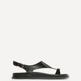 Latch Black Toe Ring Flat Sandals