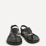 Latch Black Toe Ring Flat Sandals