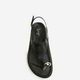 Latch Black Toe Ring Flat Sandals