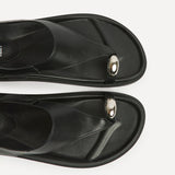 Latch Black Toe Ring Flat Sandals