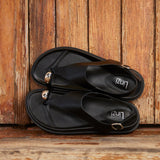 Latch Black Toe Ring Flat Sandals