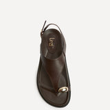 Latch Brown Toe Ring Flat Sandals