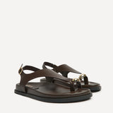Latch Brown Toe Ring Flat Sandals