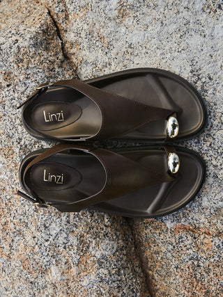 Latch Brown Toe Ring Flat Sandals