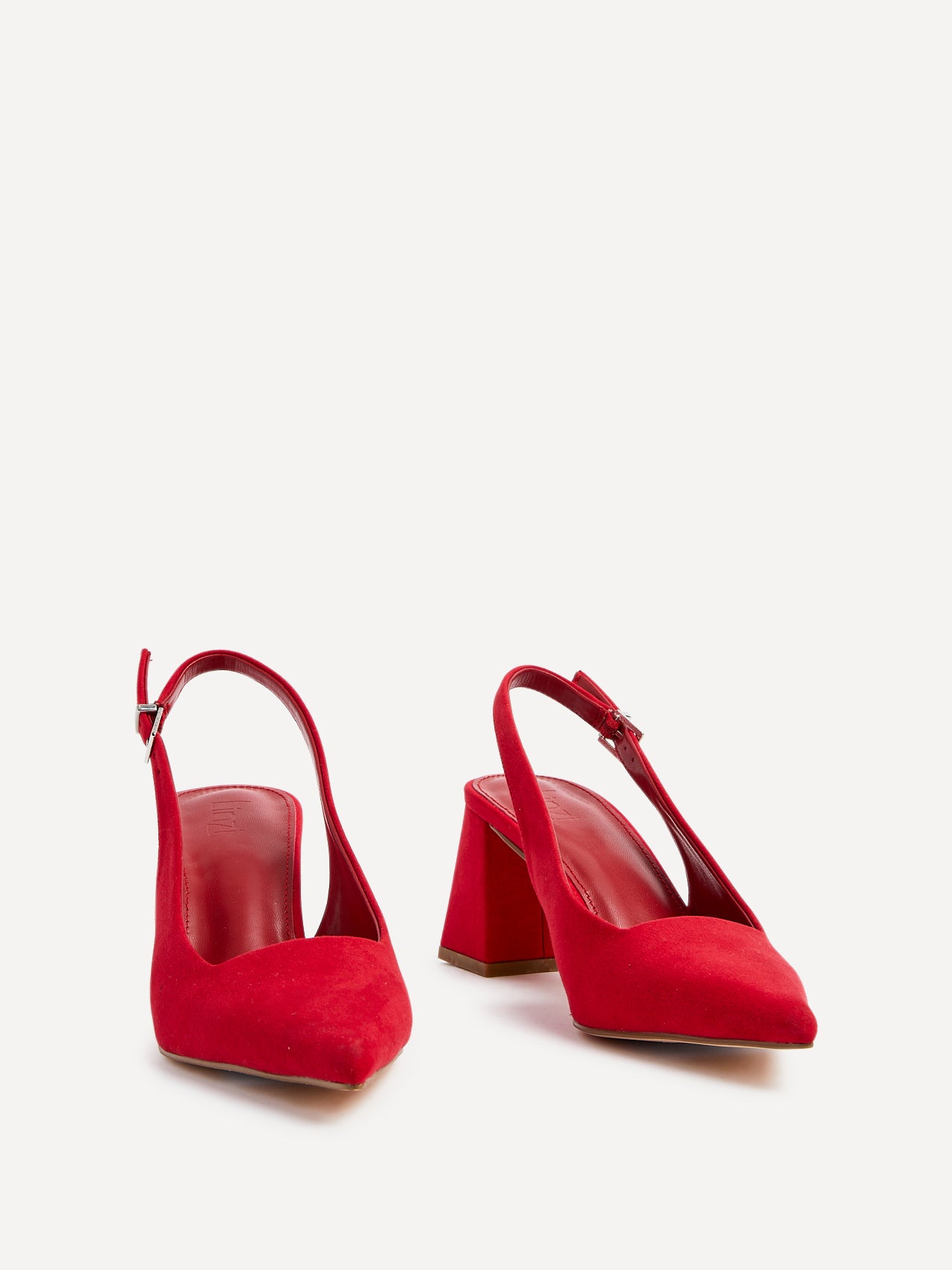 Red Faux Suede Block Heeled Court Heel – Linzi