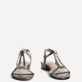 Lavish Pewter T-Bar Low Block Heeled Sandals