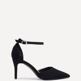 Lavora Wide Fit Black Faux Suede Court Heels
