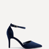 Lavora Wide Fit Navy Faux Suede Court Heels