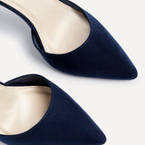 Lavora Wide Fit Navy Faux Suede Court Heels