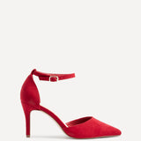 Lavora Wide Fit Red Faux Suede Court Heels