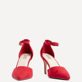Lavora Wide Fit Red Faux Suede Court Heels
