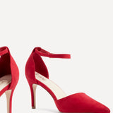Lavora Wide Fit Red Faux Suede Court Heels