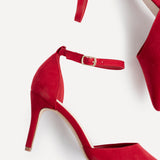 Lavora Wide Fit Red Faux Suede Court Heels