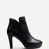 Layara Black Faux Leather Platform Ankle Boots