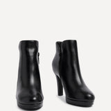 Layara Black Faux Leather Platform Ankle Boots