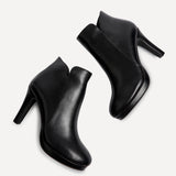 Layara Black Faux Leather Platform Ankle Boots