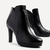 Layara Black Faux Leather Platform Ankle Boots