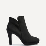 Layara Black Faux Suede Platform Ankle Boots