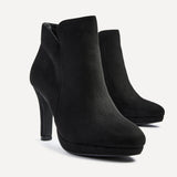Layara Black Faux Suede Platform Ankle Boots