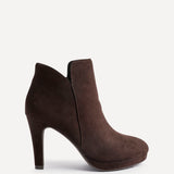 Layara Brown Faux Suede Platform Ankle Boots