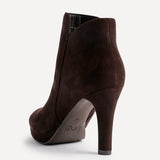 Layara Brown Faux Suede Platform Ankle Boots