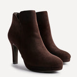 Layara Brown Faux Suede Platform Ankle Boots