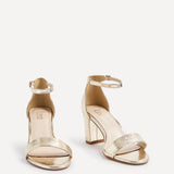 Legacy Wide Fit Gold Faux Leather Block Heels