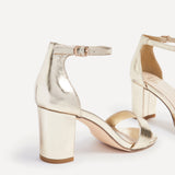 Legacy Wide Fit Gold Faux Leather Block Heels