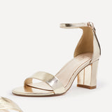 Legacy Wide Fit Gold Faux Leather Block Heels