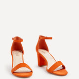 Legacy Wide Fit Orange Faux Suede Block Heels