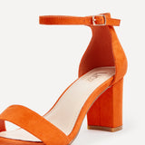 Legacy Wide Fit Orange Faux Suede Block Heels